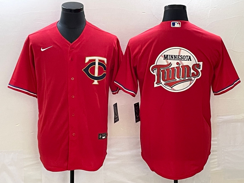 Men's Minnesota Twins Red Team Big Logo Cool Base Stitched Jersey Men's Minnesota Twins Red Team Big Logo Cool Base Stitched Jersey